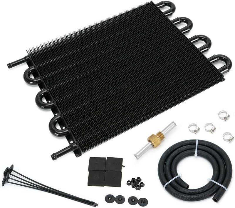 SJDYYMX Universal 5/16" Transmission Oil Cooler Kit Aluminium alloy 8 Pass Tube & Fin Black - Image 1